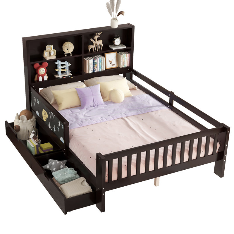 Platform Bed With Chalkboard, Full, Espresso