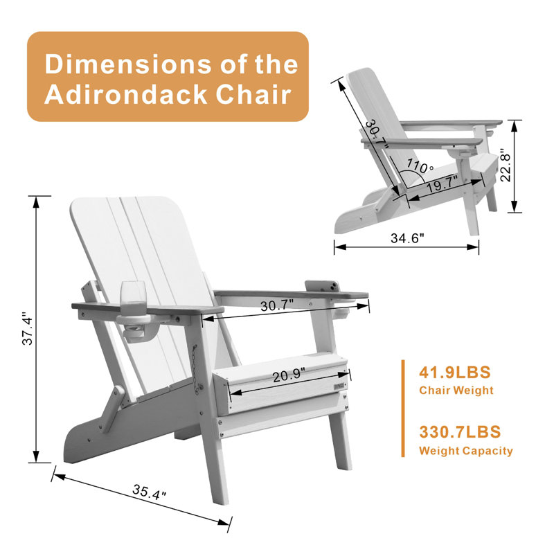 Breianna Foldable Outdoor Adirondack Chair, Gray