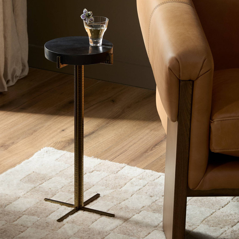 Jonty Solid Wood End Table, Dark Petrified Wood
