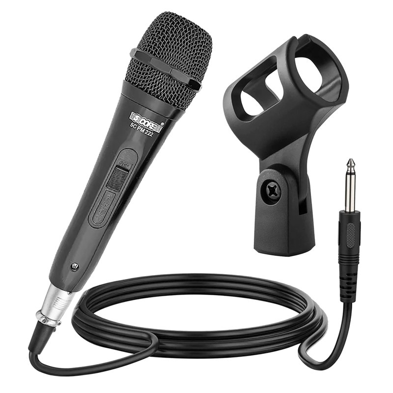 5 Core Karaoke Microphone Dynamic Vocal Cardioid Unidirectional Mic w ON/ OFF Switch XLR Cord, Clip