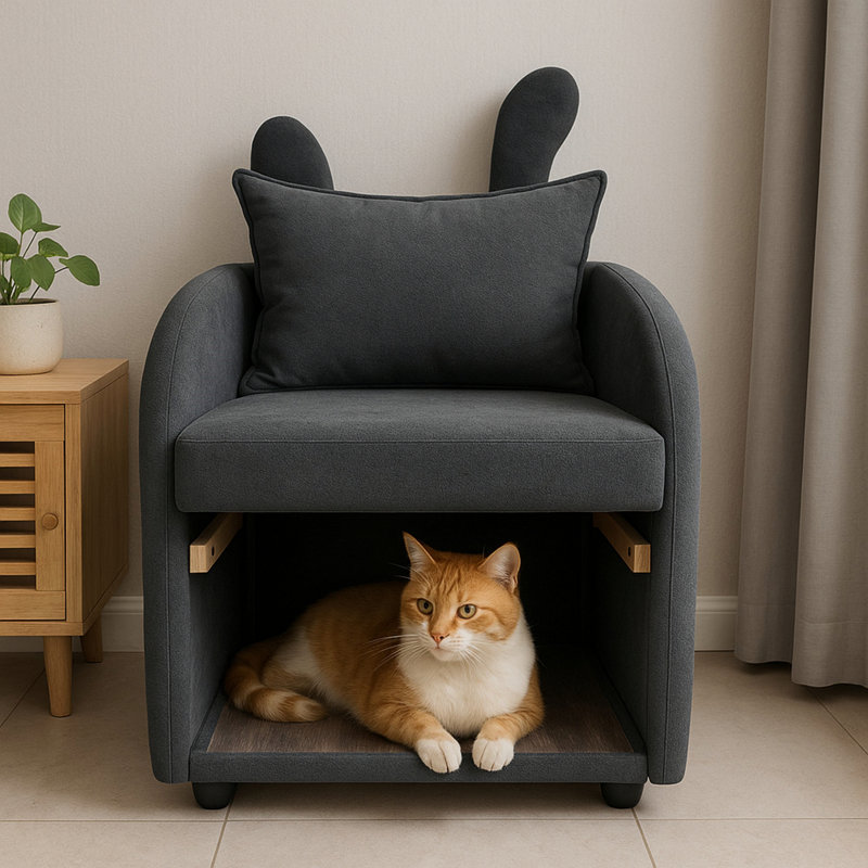 Fauteuil Bunny-Ear avec tissu résistant aux égratignures