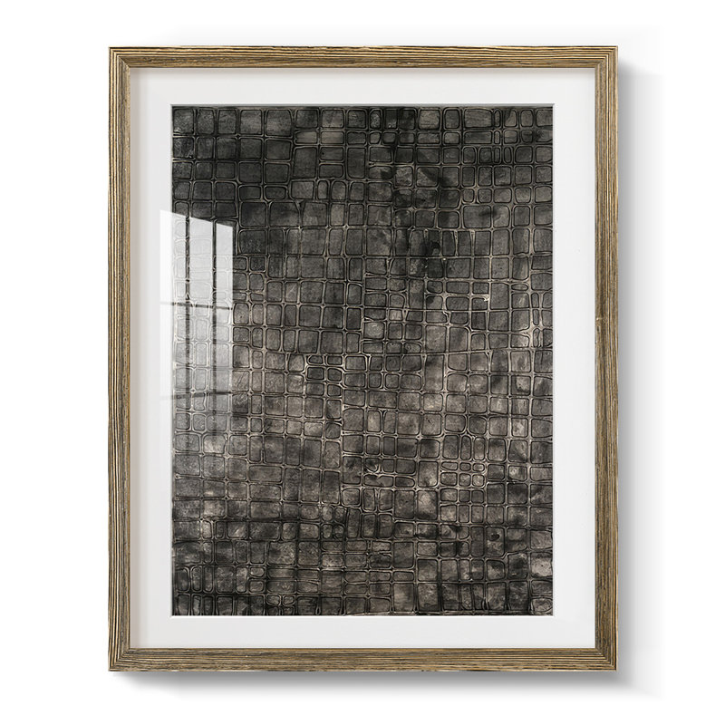 Treillis lustré II, Blanc, Papier avec cadre noyer, H 20 po x l 16 po