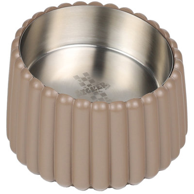 Ripple Ridge Small/Medium Slanted Concrete and Stainless Steel Bowl 16oz (2 Cups) Pet Feeder, Brown