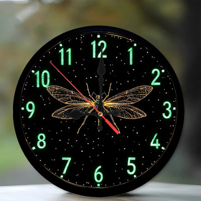 Unique Dragonfly Wall Clock Glowing Numbers Home Decor