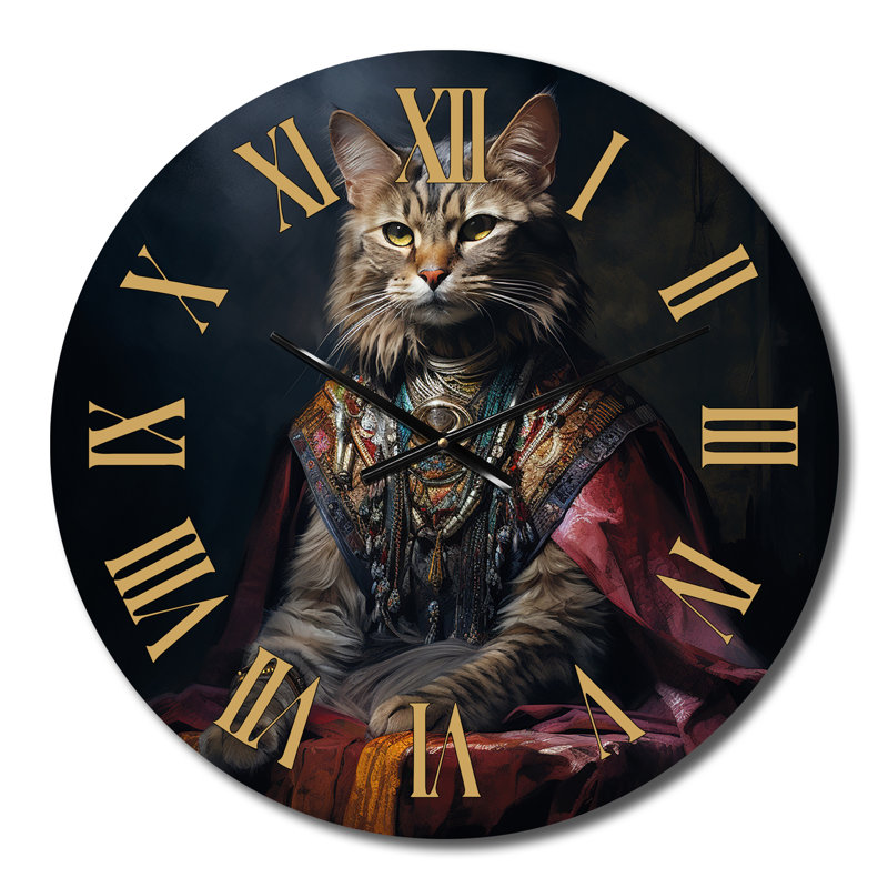 Horloge murale chat majestueux en costume indien I - animaux, Petit