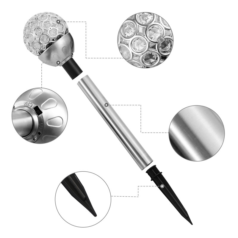 Silver Stainless Steel LED Solar Pathway Light Set
