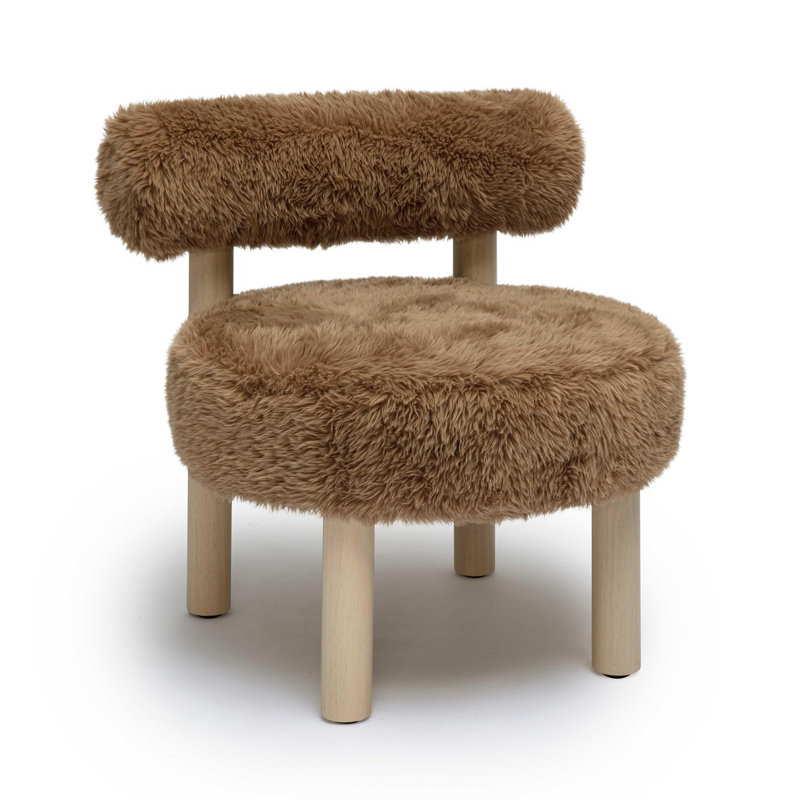 Vegan Shearling Accent Chair, Taupe foncé