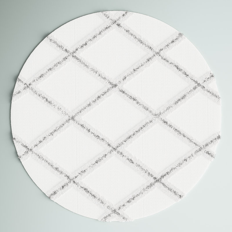 Donnach Hand Tufted Wool/Cotton Geometric Rug in Ivory, Round 6'