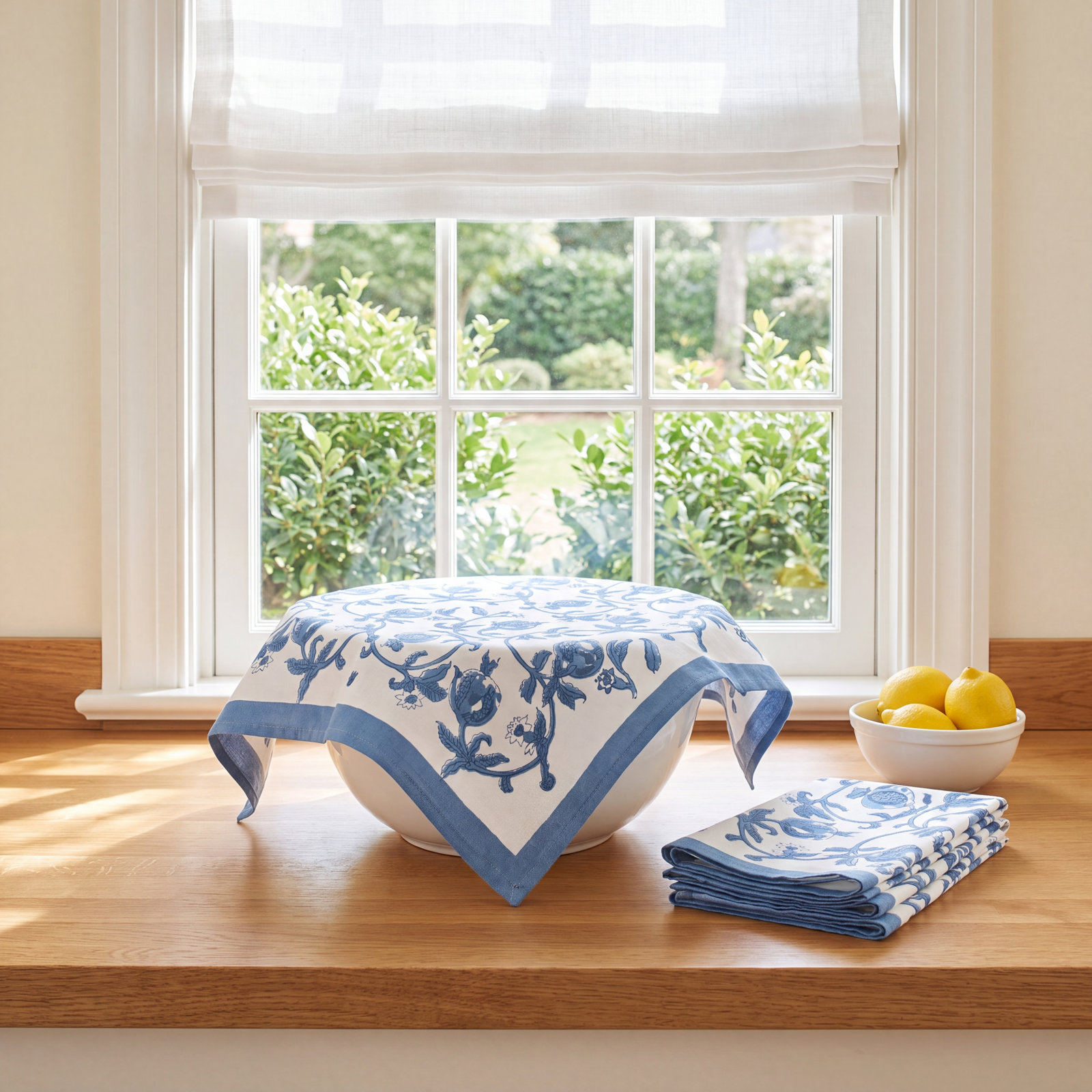 Bryah Cotton Tea Towel, Cornflower Blue