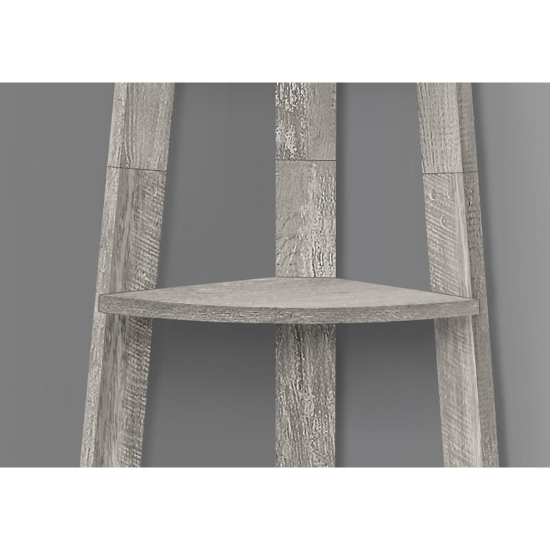 Hewitt Triangular Laminate Bookcase with Space Saving Contemporary Etagere for Office, Bedroom Corner Spaces, Smoke Gray