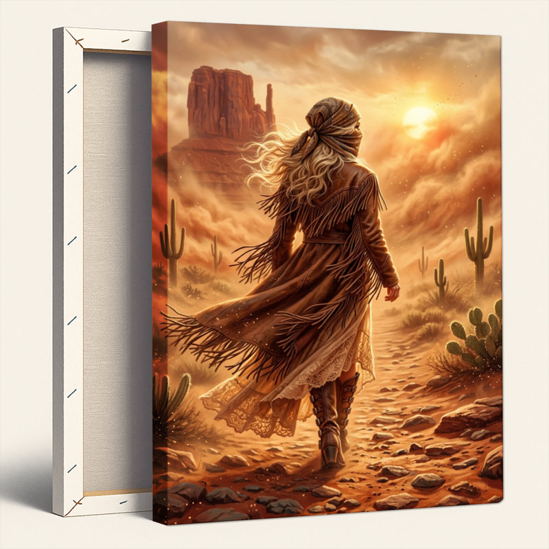 «Gallery Wrap», art mural sur toile pour le salon, la chambre à coucher, le bureau ou le vestibule - décoration murale décorative avec désert Wanderer