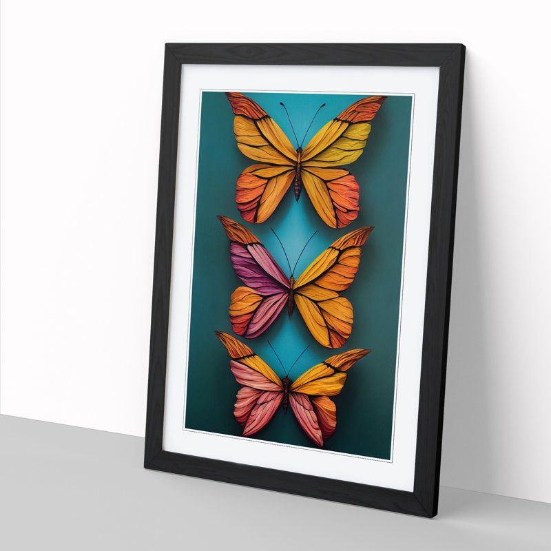Butterfly Contemporary - Single Picture Frame Print, Black Framed, 64cm H x 46cm W x 2cm D