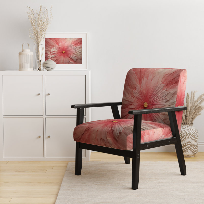 Fauteuil d'appoint rembourré rose Mid-Century