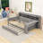 Wood Daybed with Shelves and Twin Size Trundle-1254365399
