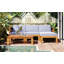 Ensemble de conversation modulaire d'extérieur en bois pour patio 5 pièces avec coussins, finition naturelle et coussins gris