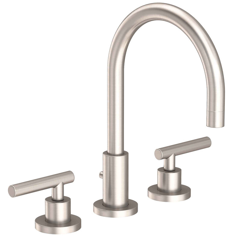 East Linear Widespread Bathroom Faucet with Drain Assembly, Satin Nickel
