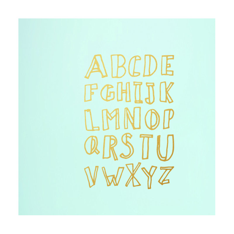 Décalcomanie murale alphabet doodle, Or