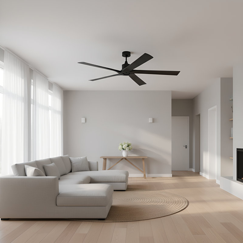 Visual Comfort Fan Aspen Coastal Outdoor 70 Ceiling Fan with Threaded Downrod, Matte White ABS blades and Wall Mount Control