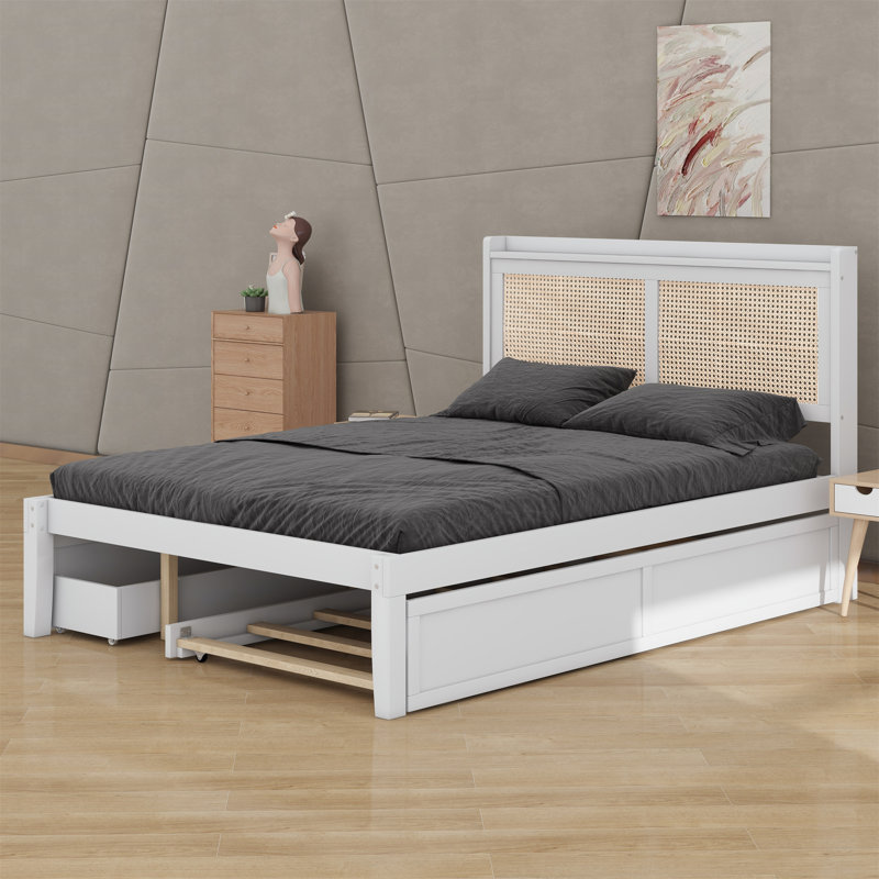 Mahnur Upholstered Panel Bed, Queen, Beige, Yes