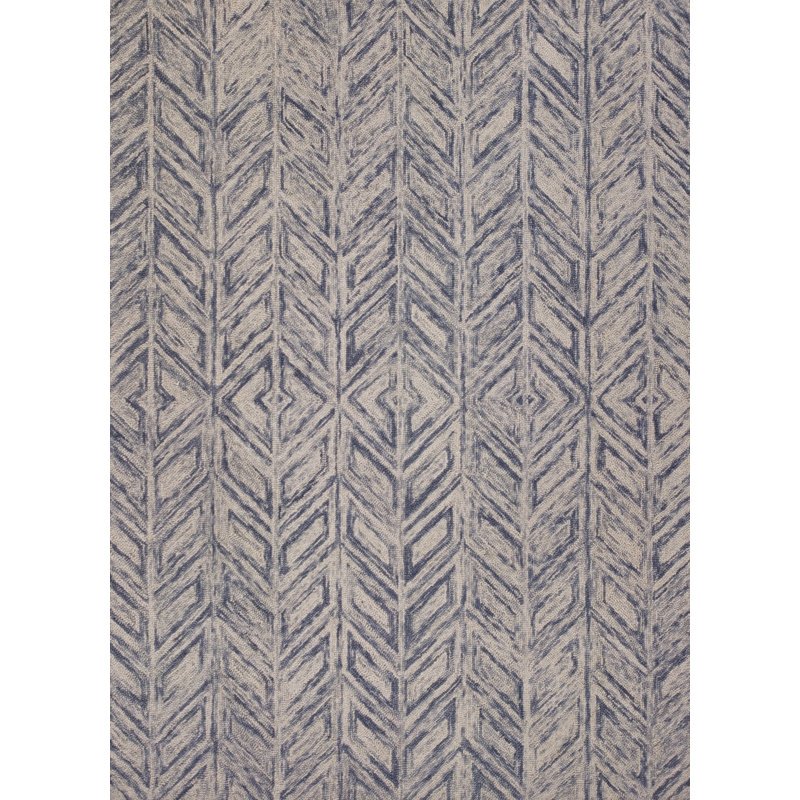 Tapis bleu en laine touffeté à la main Gramercy, Rectangle 2 pi 3 po x 3 pi 9 po