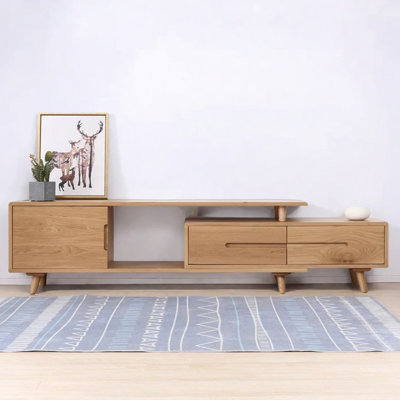 Solid wood minimalist extendable TV cabinet
