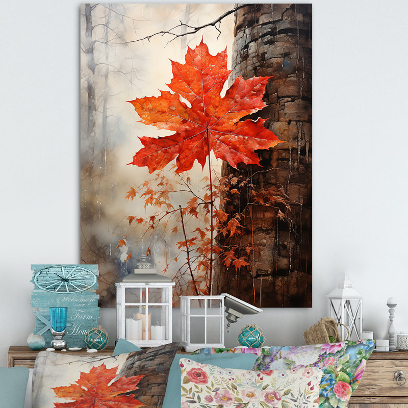 «Maples Mark Autumn Red» sur toile, H 40 po x l 30 po x P 1,5 po, Toile tendue