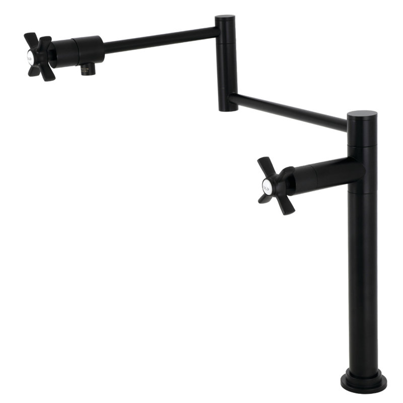 Kingston Brass Millennium Two-Handle 1-Hole Deck Mount Pot Filler Faucet, Matte Black