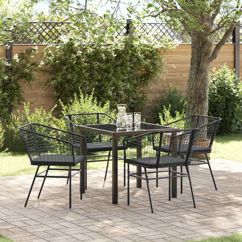 4 - Person Patio Dining Set Table,, 73cm H x 80cm W x 73cm D, Black