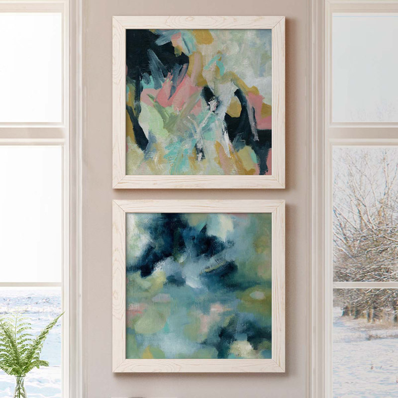 «Vitality», ensemble de 2 peintures sur toiles, Toile blanche encadrée, H 20 po x l 40 po x P 1,5 po