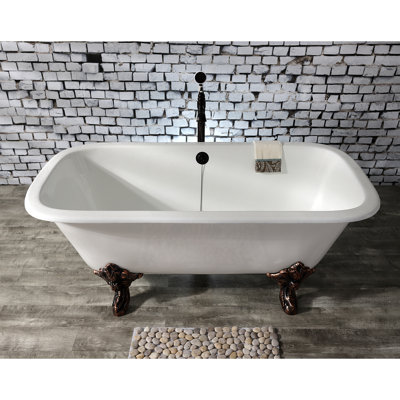Baignoire sur pattes rectangulaire à double extrémité en fonte 67 po Kingston Eden Aqua Eden (sans perçage de robinet)