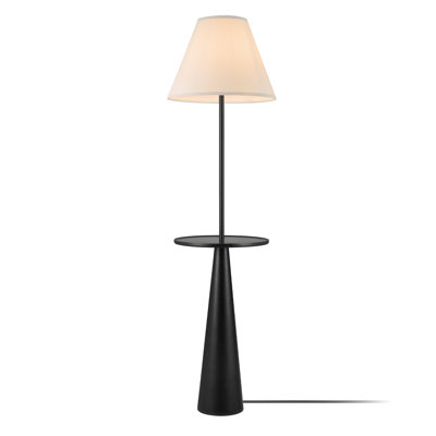 Lampe sur pied noire matte 57 po avec abat-jour en tissu et plateau intégré The Duet Novogratz x Globe