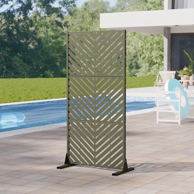 Paravents d'extérieur en métal 60 po x 30 po Parallel, Olive clair, H 60 po x l 30 po x P 16 po
