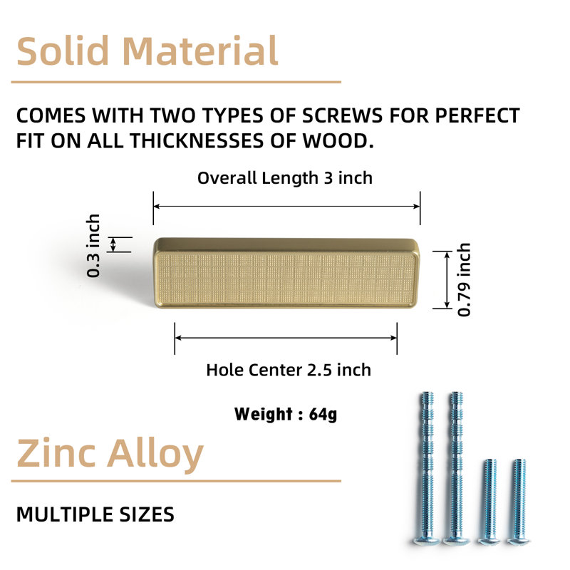 2 1/2" Center Bar Pull Multipack, Light Brushed Brass