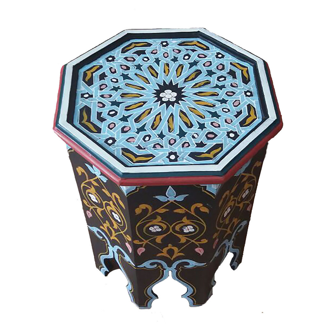 Handmade Moroccan Wood Table Black Bungalow Rose