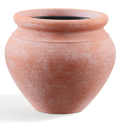 16" Tall 18.5" Dia Round Plastic Planter Pot with Drainage Hole, Imitation Marble Texture, Lightweight Weather-Resistant, Jar-Style Planters for Indoor/Outdoor Use
