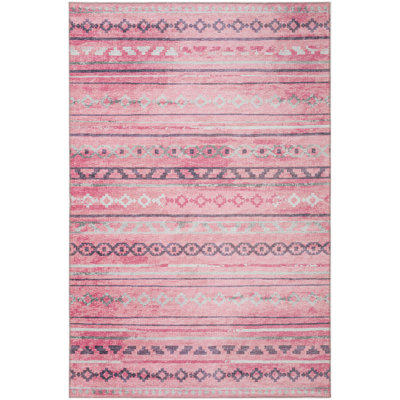 Tapis rose / gris / blanc Ance