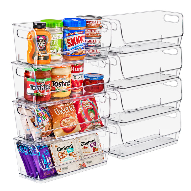 Sorbus Stackable Storage Bins Open Front, Clear Stackable Storage Bins, Pantry Bins for Storage and Organization, Acrylic Stackable Bins for Kitchen, Clear Pantry Organizer Bins (Small Narrow)