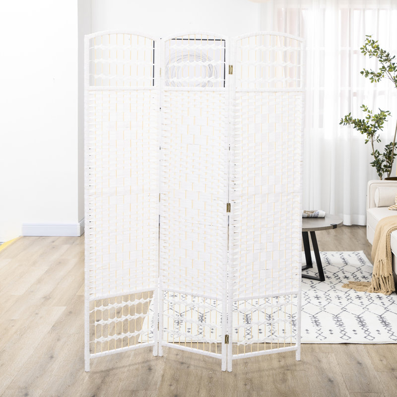 Pièce de 5,6 pi, 3 écrans d'intimité, cloison murale blanche en fibre pour les pièces et décoration fonctionnelle légère