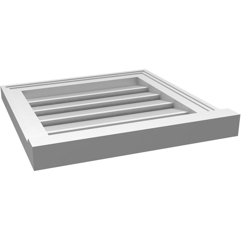 Évent à pignon fonctionnel en uréthane rectangulaire à fixation en surface, brun clair apprêté, H 18 po x l 18 po x P 2 po
