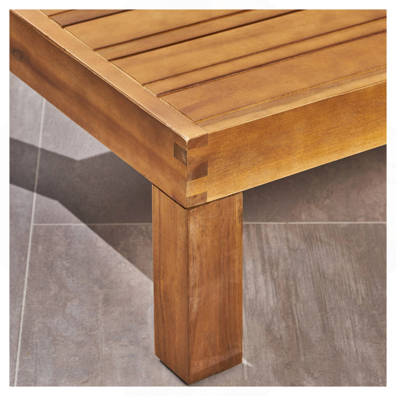 Ensemble de canapé LSHAPE, teck, Coussin bleu sarcelle / structure en bois