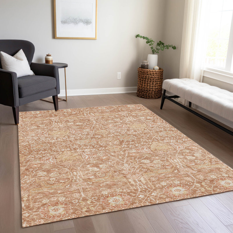 Machine Washable Indoor/Outdoor Chantille ACN1133 Coral Rug, Rectangle 8' x 10'