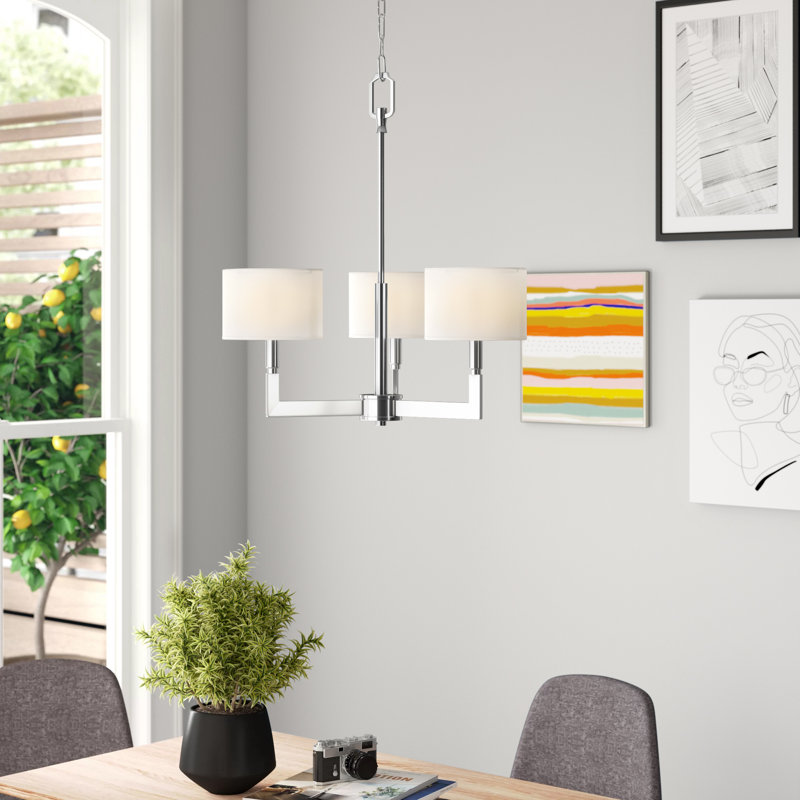 Lustre classique/traditionnel ombré 3 lumières Jerrod, Nickel brossé