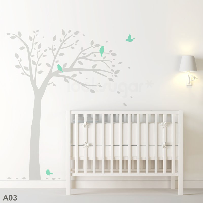 Plants & Flowers Non-Wall Damaging Wall Decal, Gray/Mint