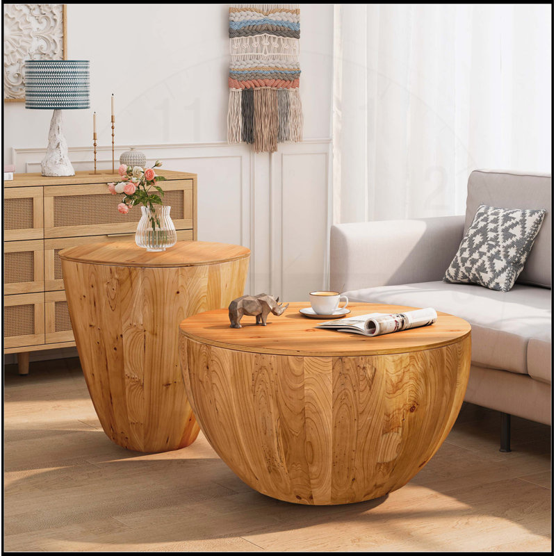 Ensemble de tables basses en forme de seau de style rétro avec rangement, parfait pour le bureau, la salle à manger et le salon (ensemble de deux)