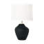 Lampe de table 1 lumière Hable Lombardo au fini céramique avec abat-jour en tissu de lin blanc-101225647