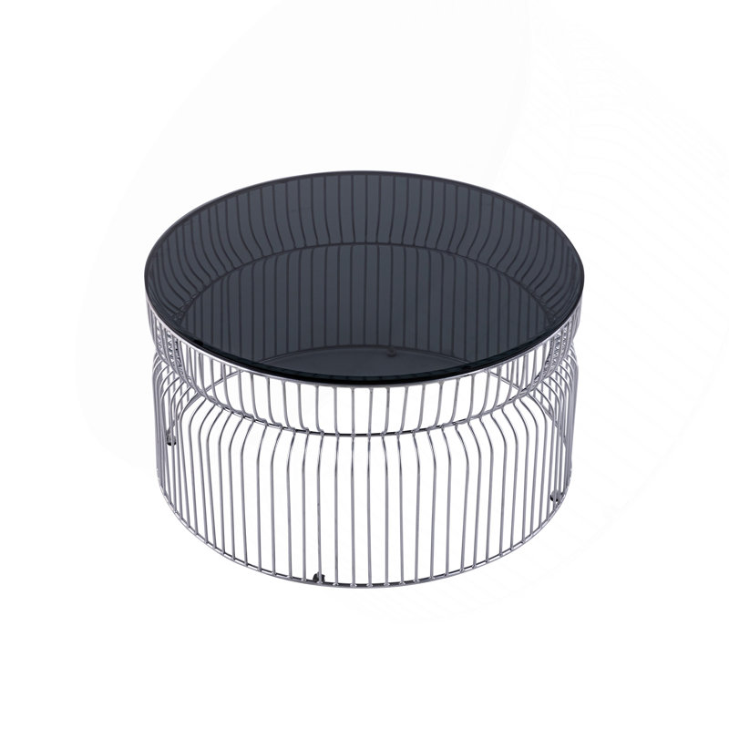 Table basse, table ronde pour le salon, Noir / chrome