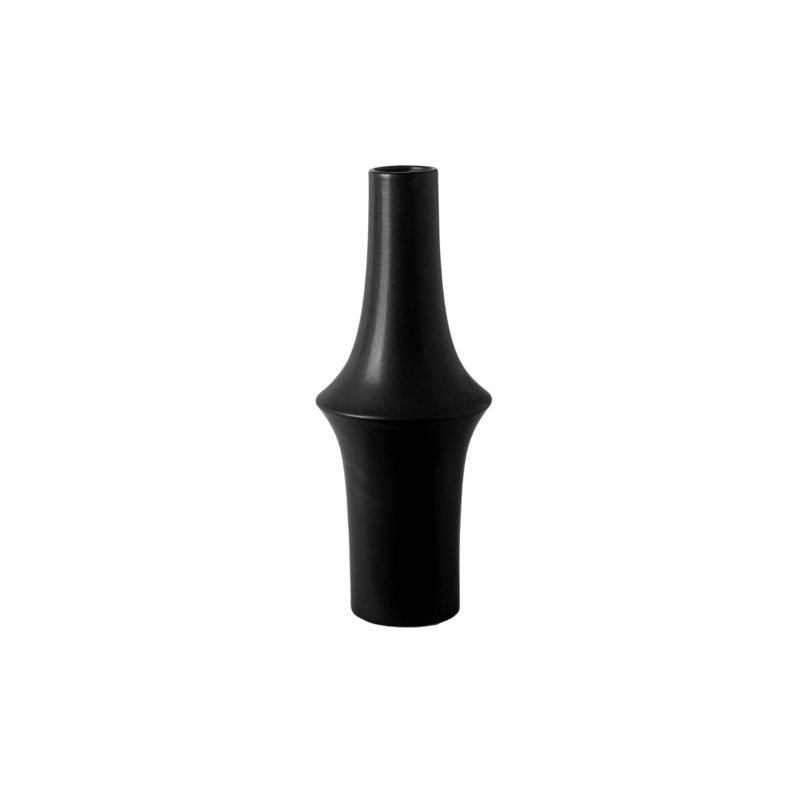 Vase rond en céramique noir mat, H 13,25 po x l 5,25 po x P 5,25 po