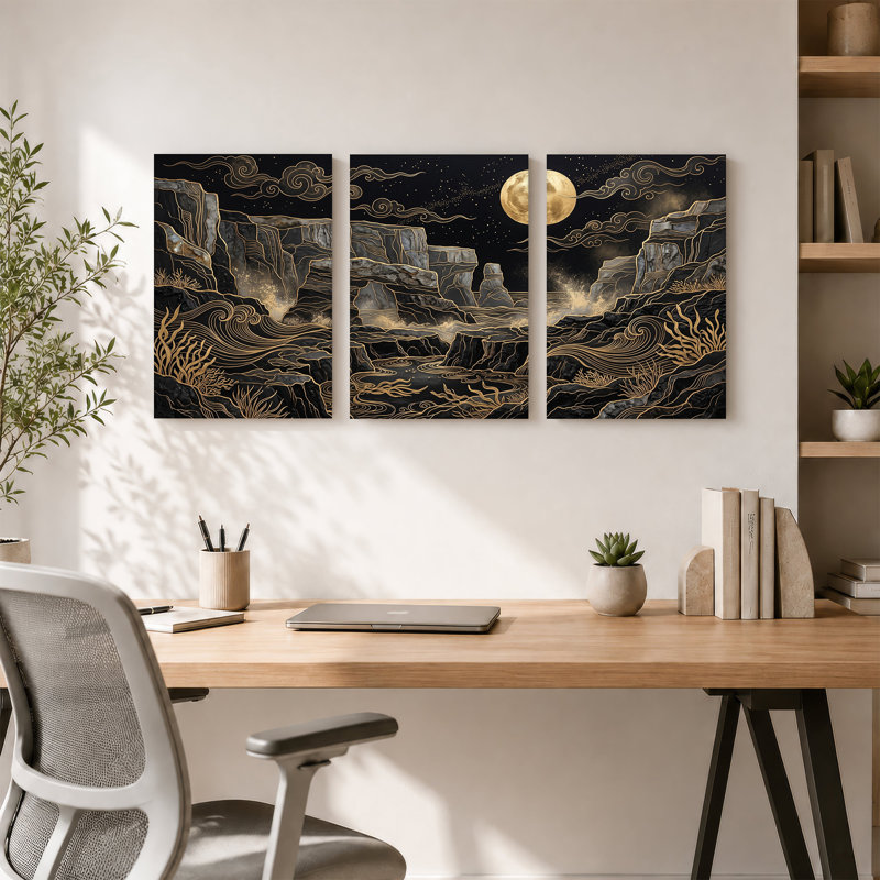 Ensemble de 3 toiles murales Moonlit, H 18 po x l 12 po x 3 pièces