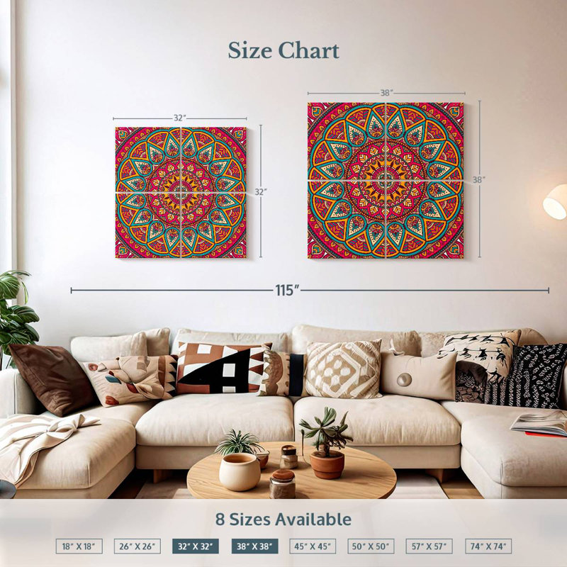 Mandala tribal amusant, H 38 po x l 38 po
