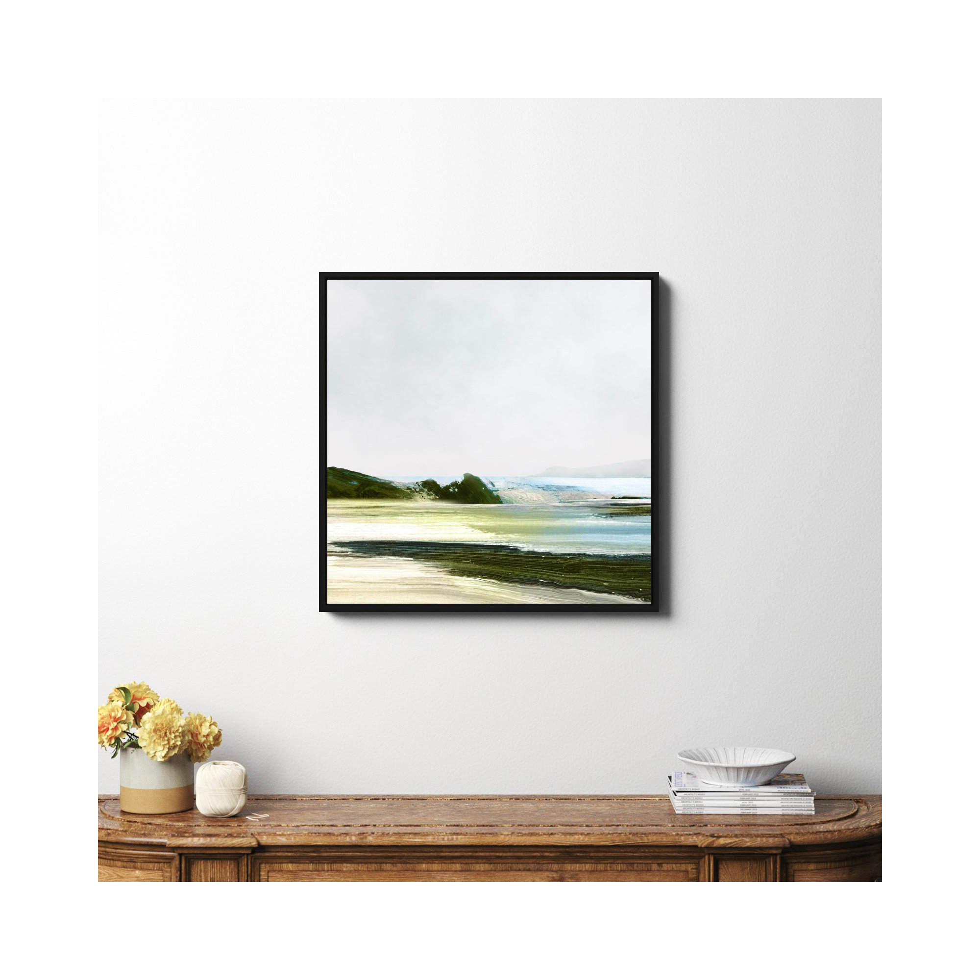 Padstow, Black Framed Canvas, No, 30" H x 30" W x 2" D